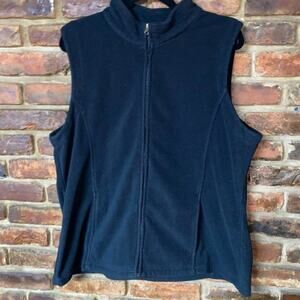 Kinetic Plus Solid Black Fleece Full Zip Sleeveless Vest Women's